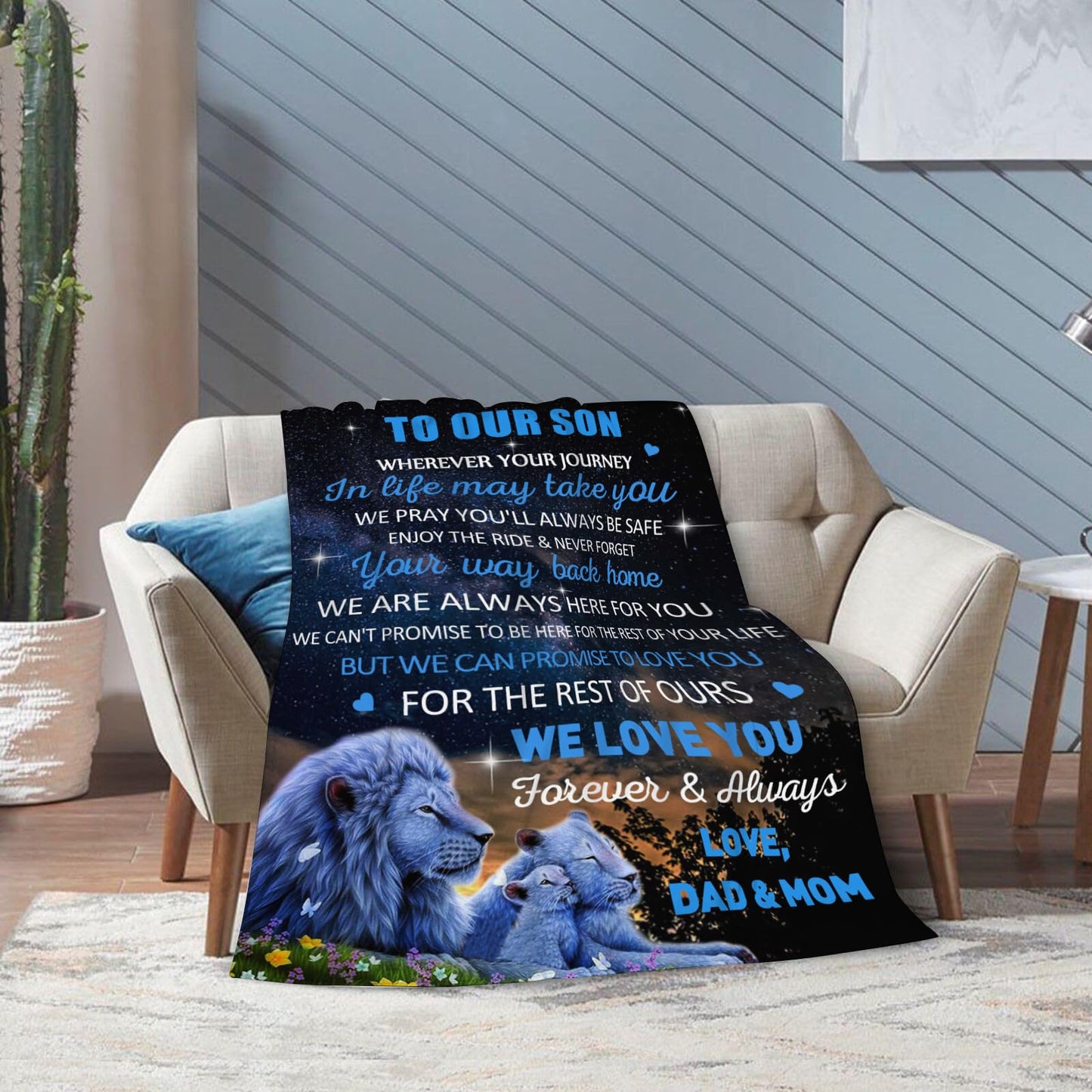 YOYICU Gifts for Son Birthday, Son Gifts from Mom and Dad, to My Son Blanket, Birthday Present for Child Lion Blanket Christmas 50” x 60”