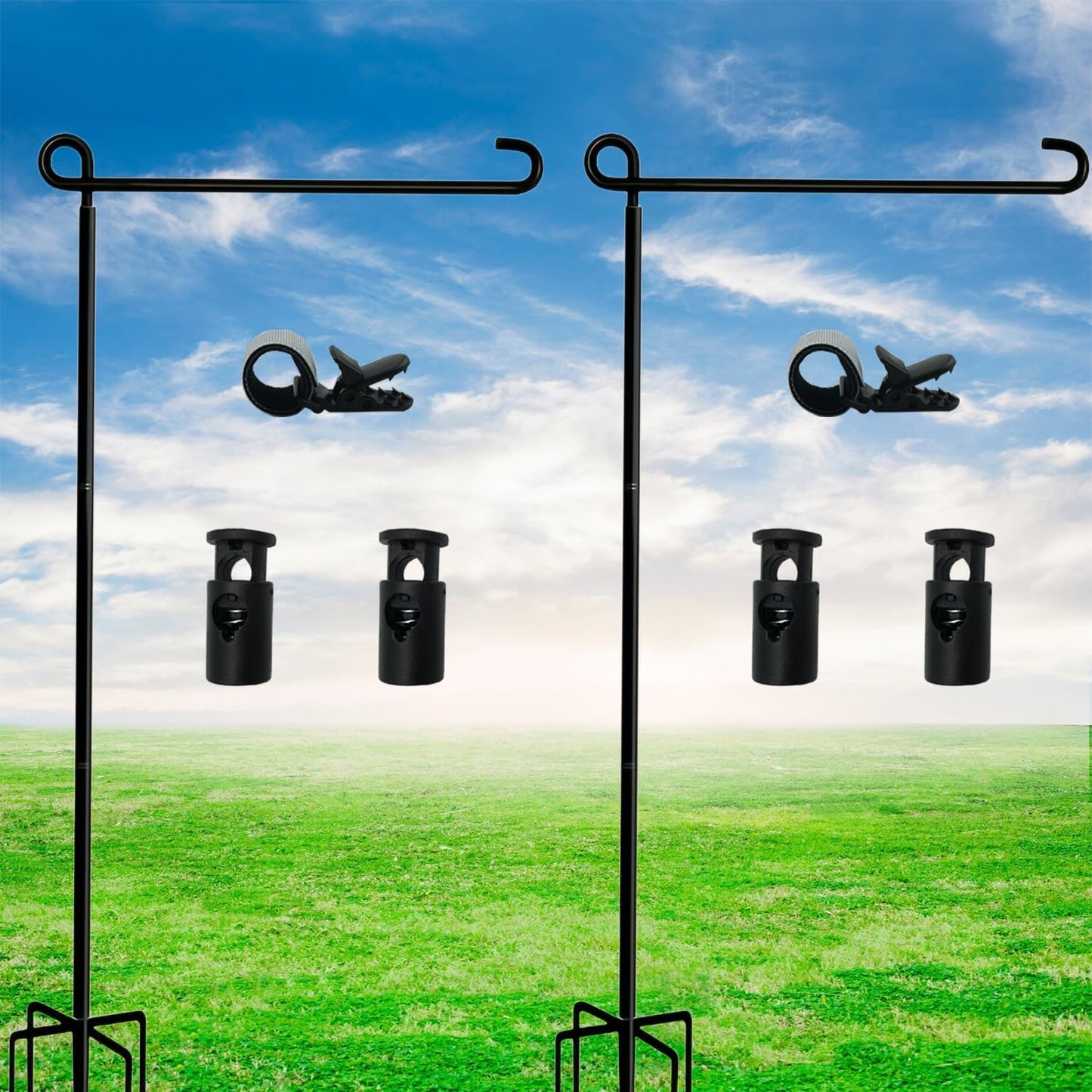 Skiennix Garden Flag Stand | 39-Inch Holder with 5-Prong Base & Anti-Wind Clip for 12x18 Flags