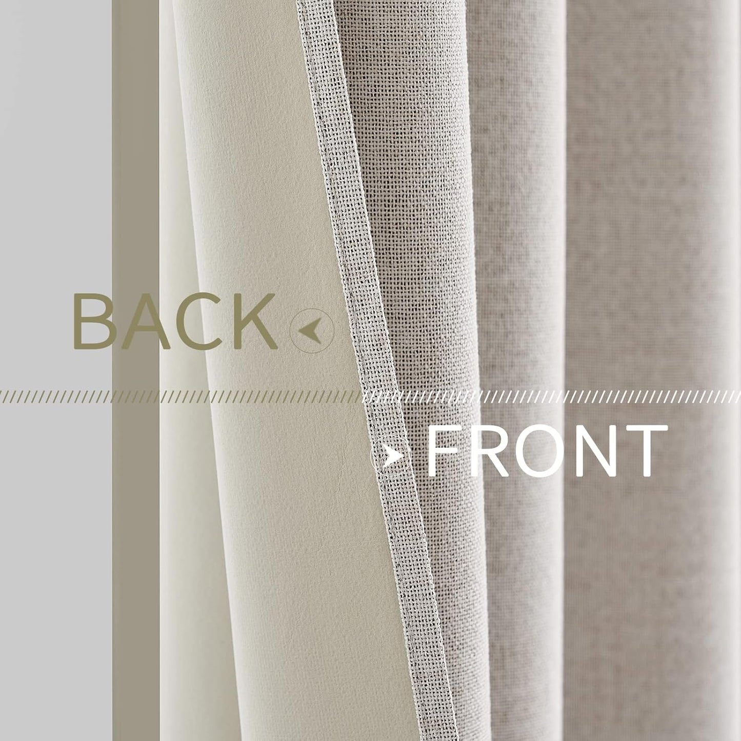 MIULEE 100% Blackout Linen Textured Curtains - Solid Thermal Insulated Ivory Drapes | 62 x 84 Inch (2 Panels)
