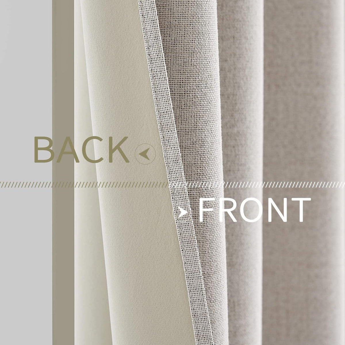 MIULEE 100% Blackout Linen Textured Curtains - Thermal Insulated Ivory Grommet Drapes | 52 x 84 Inch (2 Panels)