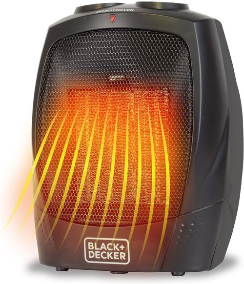 BLACK+DECKER Personal Ceramic Heater - Compact Space Heater with Adjustable Thermostat | Black