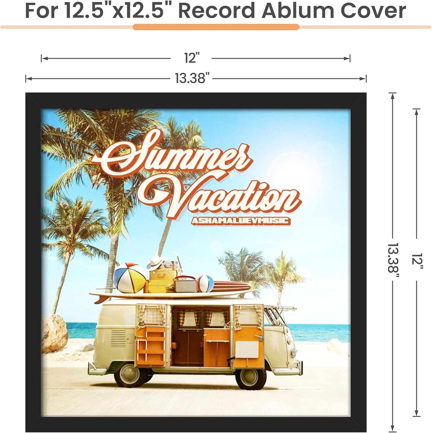 Upsimples Vinyl Record Frames - 12.5x12.5 Inch Album Cover Display - Black, Set of 4 for Home Decor