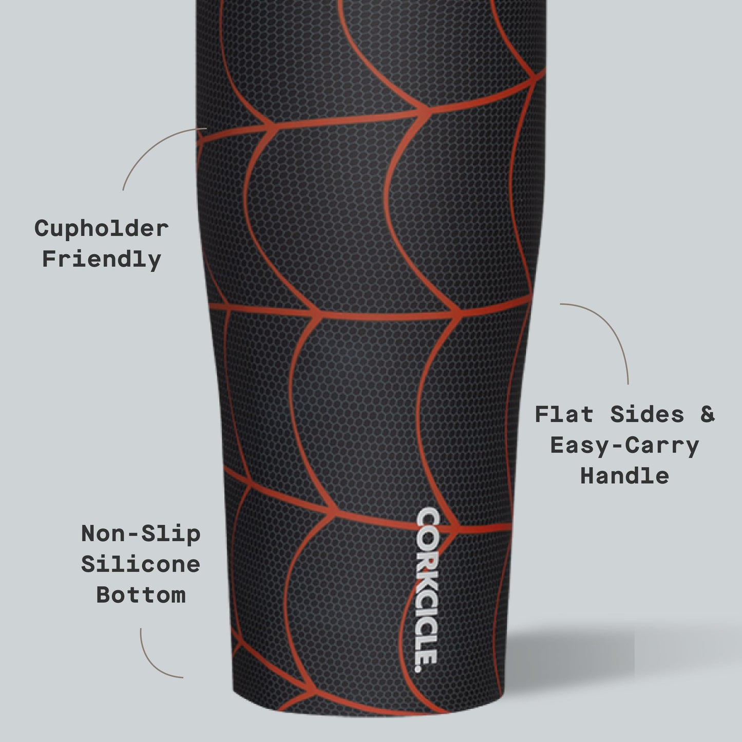 Corkcicle Protein Shaker - Built-In Agitator & Fruit Strainer Lid - 30oz - Miles Morales