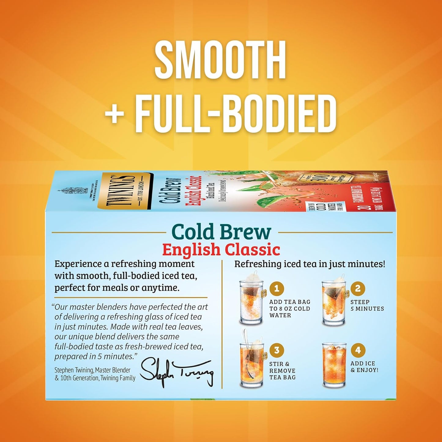 Twinings Cold Brew Iced Tea Bags - Unsweetened Black Tea, Caffeinated | 20 Count (Pack of 6)