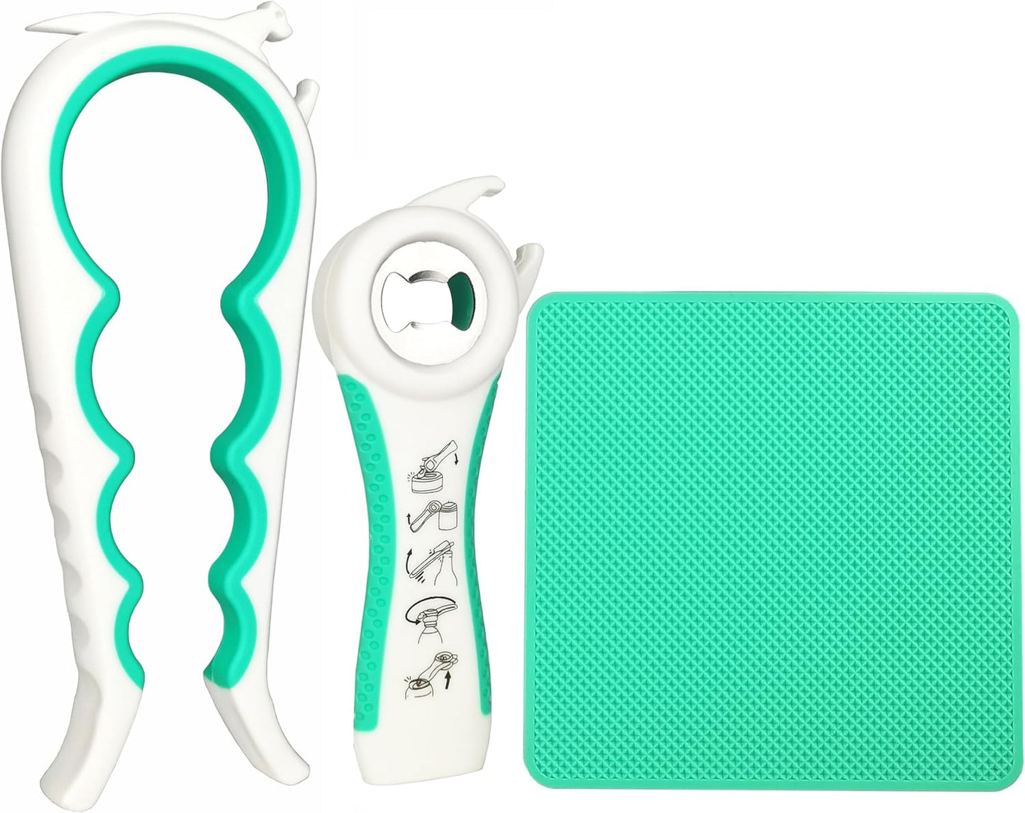 Skiennix 5-in-1 Jar & Bottle Opener - Rubber Gripper Pad for Seniors with Arthritis & Weak Hands