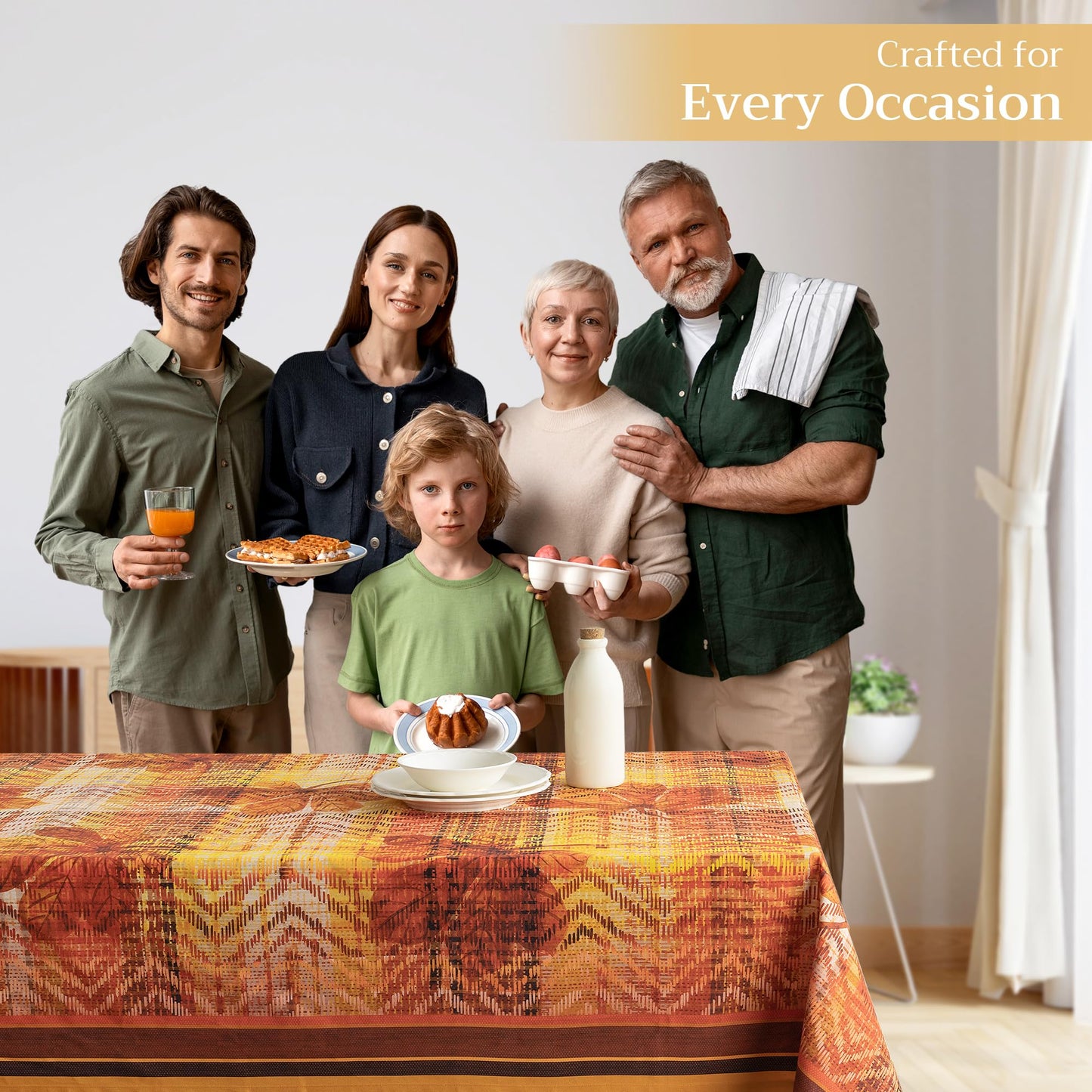 Maison d' Hermine Table Cloth Rectangle Table 100% Cotton 60 x 120 Inches Fall Tablecloth Reusable Everyday Use for Thanksgiving Christmas Decorations Dining Farmhouse Party (Thanksgiving Tartan)
