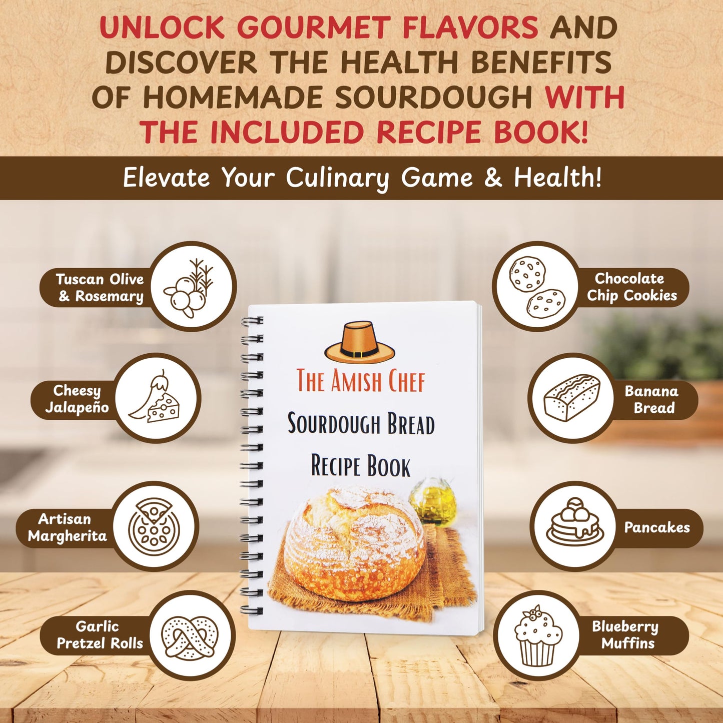Complete Sourdough Bread Starter Kit, Glass Sourdough Starter Jar Kit & Tons of Sourdough Bread Baking Supplies - Sourdough Starter Kit Includes Sourdough Jar, Banneton Basket (2x Baskets and Jar)