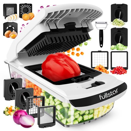Fullstar The Original Pro Chopper - Vegetable Chopper and Spiralizer, Food Chopper with Container, Fruit Slicer, Kitchen Gadgets & Gifts, Home Essentials (9 in 1, Silver)