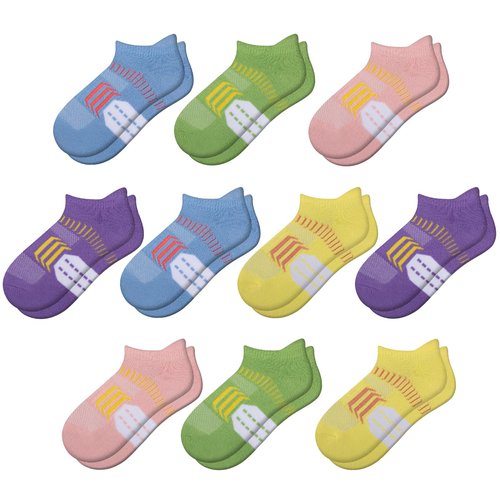 Comfoex 10 Pairs Girls Ankle Athletic Socks Cushioned Running Cotton Socks For 4-6 6-8 8-10 10-12 Years Old