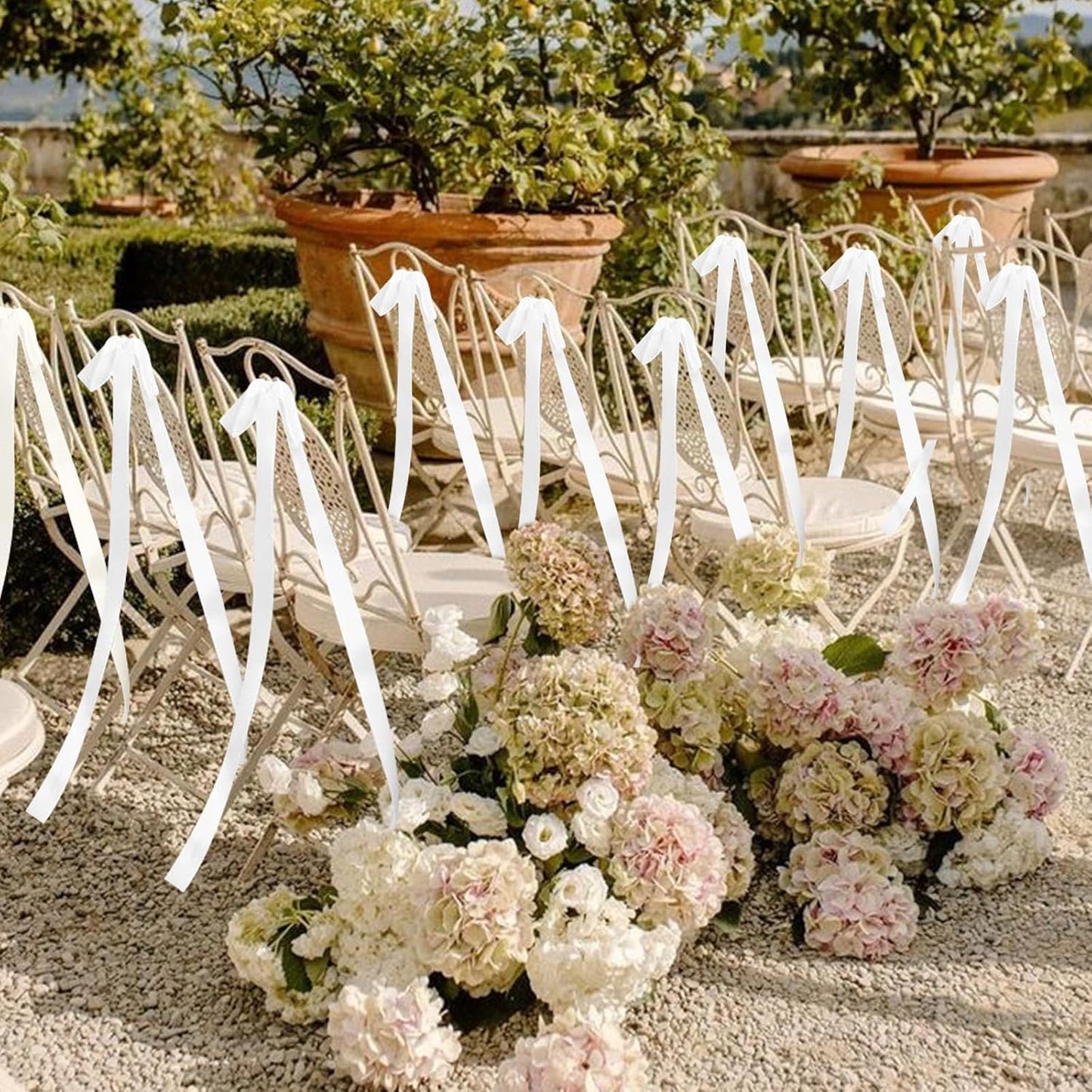 Regine Switzerland 24 Pcs Large White Ribbon Bows - Elegant Wedding Chair Decorations