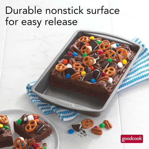 GoodCook 11 x 7 In Nonstick Steel Cake Baking Pan, Brownies, Biscuits, and Cake, Gray