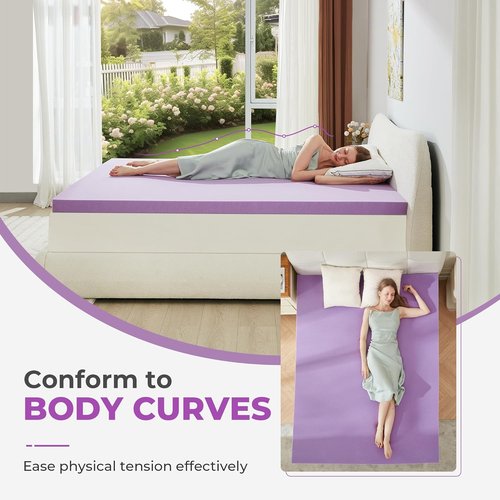 BDEUS Gel Memory Foam Mattress Topper - Soft, Ventilated Pressure Relief - Twin Size, CertiPUR-US Certified