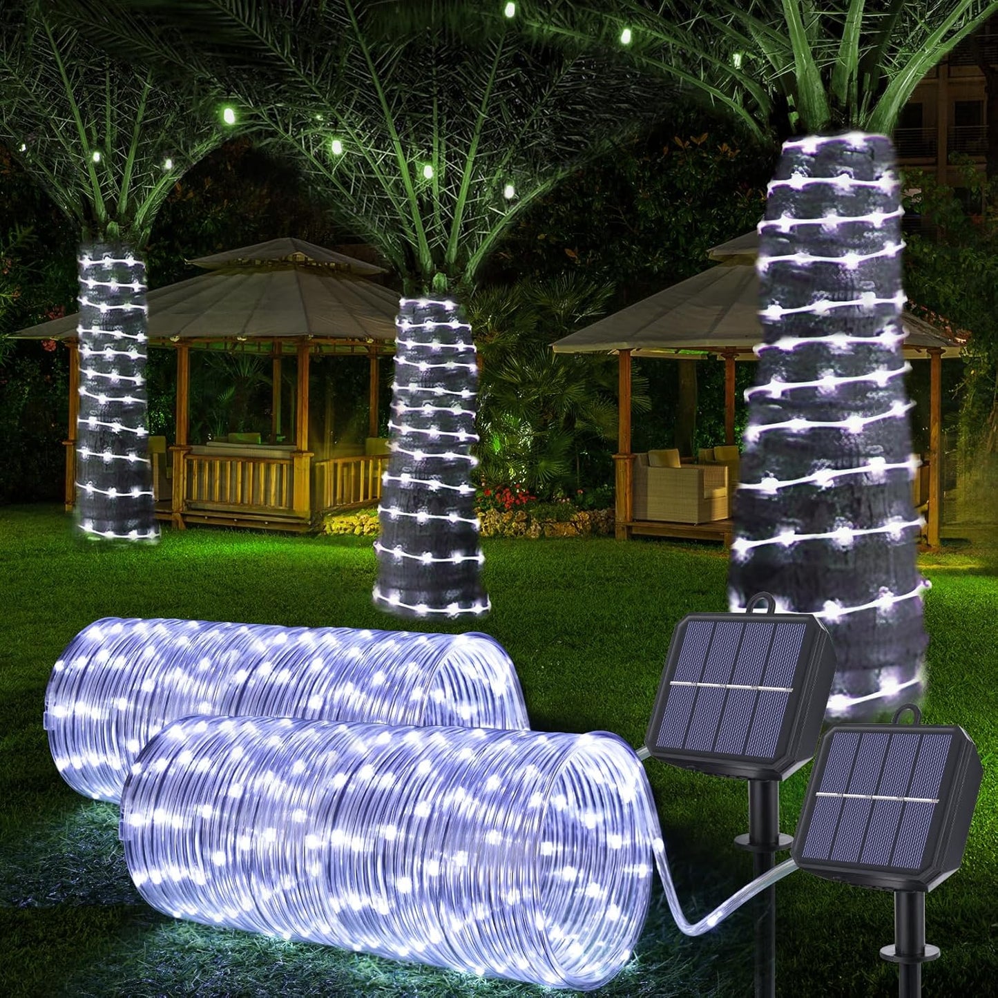 Solar Rope Lights by [Brand Name] - 132ft Waterproof Solar String Lights with 400 LEDs | 8 Modes for Outdoor Decor