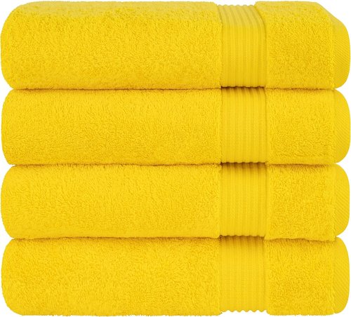 Cotton Paradise 100% Cotton Extra Large Plush Bath Towels Set - 4 Pieces in Yellow