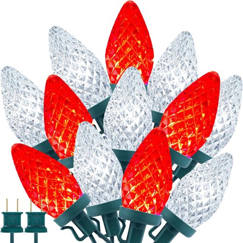 Brightown C9 LED Christmas String Lights - 200 LEDs, 132ft Waterproof Outdoor Decor | Red & White