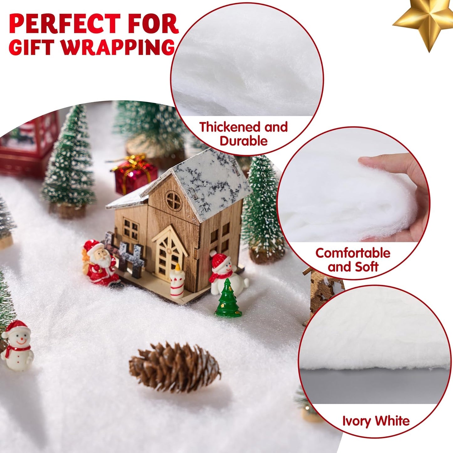 JOYIN Christmas Snow Blanket Roll - Thick White Soft Fake Snow Cover | 3x8 Ft, 2 Pcs for Holiday Decor