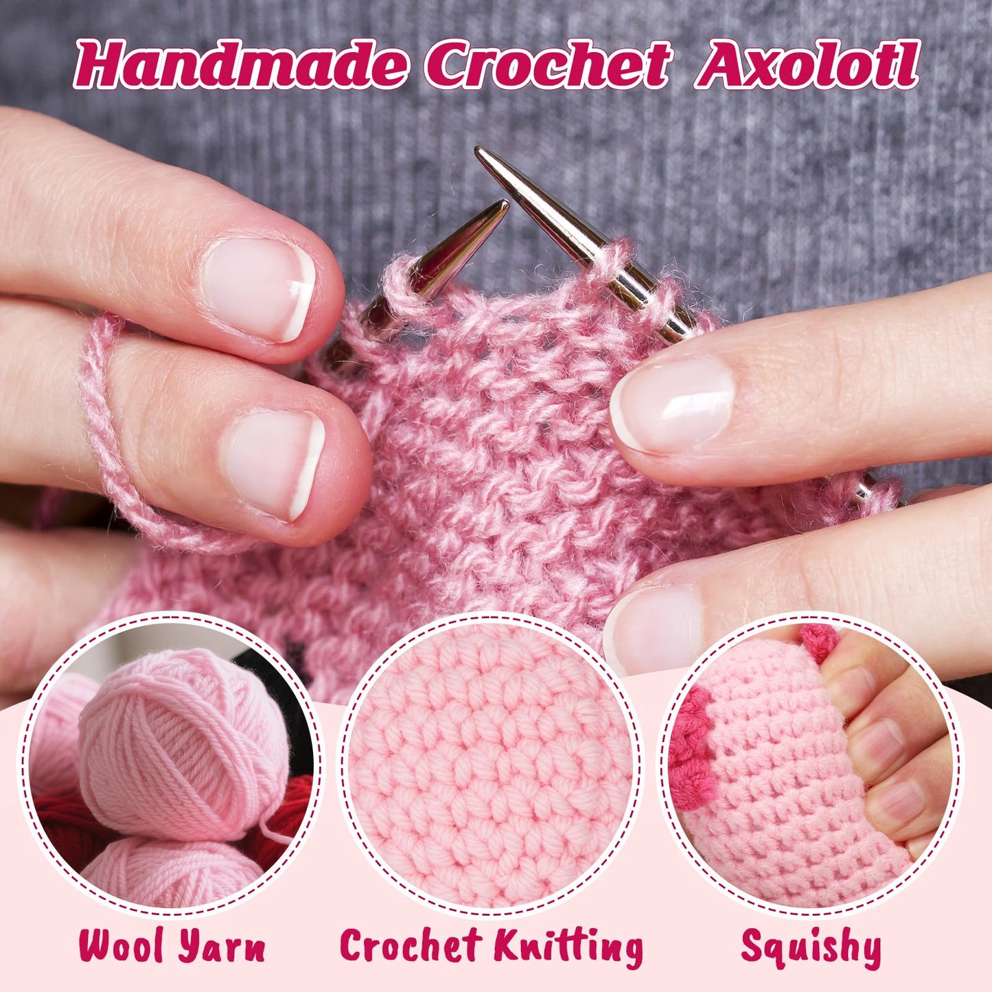 WEYON 11 Year Old Girl Birthday Gift Ideas, Mini Crochet Axolotl Plush for 11th Birthday Gift for Girls, 11th Pink Decorations, 11 YO Presents Axolotl Toy