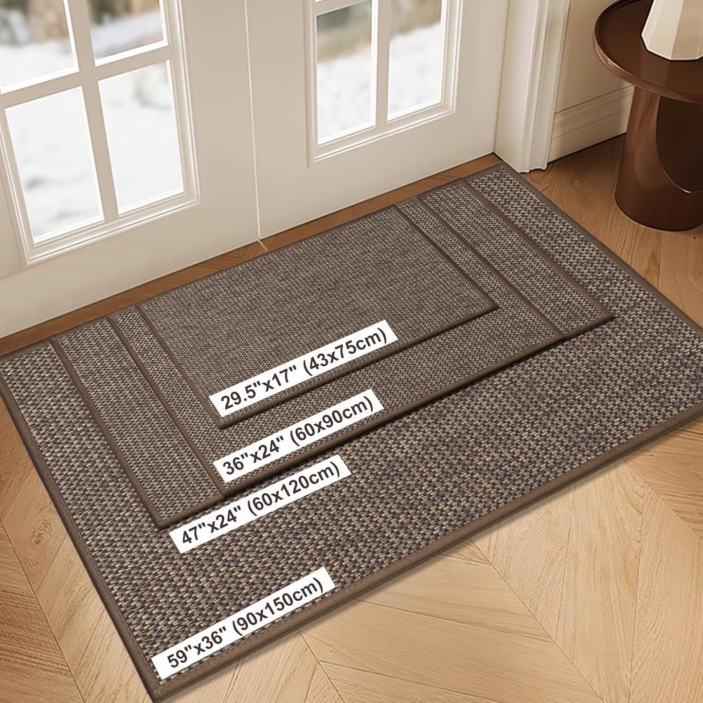 LEKEEPGO Non-Slip Indoor Door Mat - Washable, Absorbent, Low-Profile | 17"x29", Brown