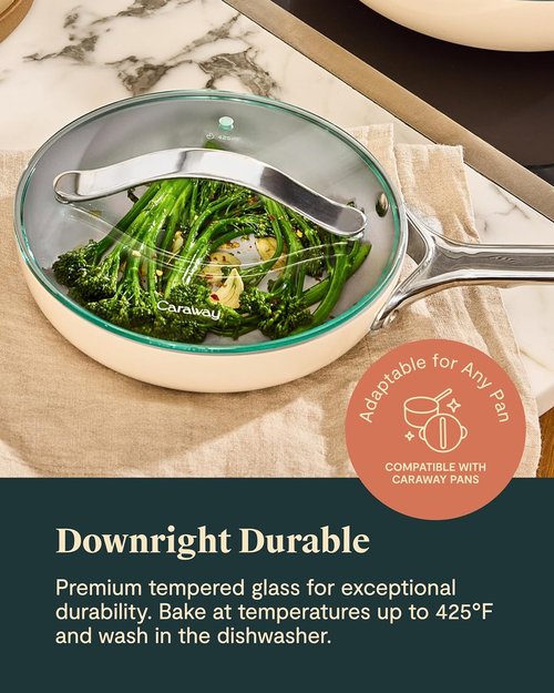 Caraway 8" Tempered Glass Lid for Pots & Pans | Perfect Fit for Ceramic-Coated & Stainless Steel Cookware