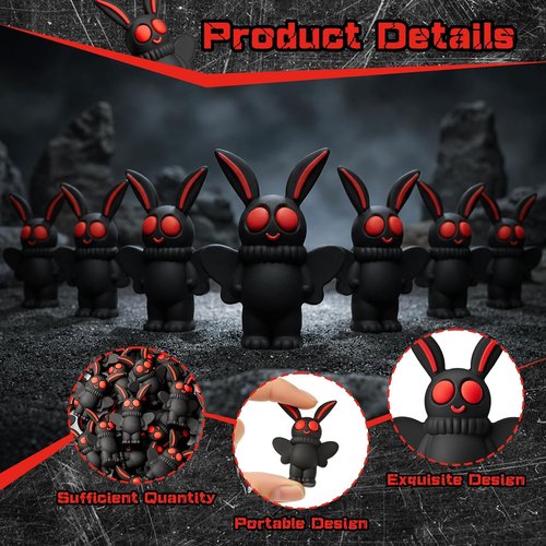 Chunful Mini Mothman Figurines - 50 Pcs Tiny Moth Man Statues for Garden Decor & Party Favors | Classic Black