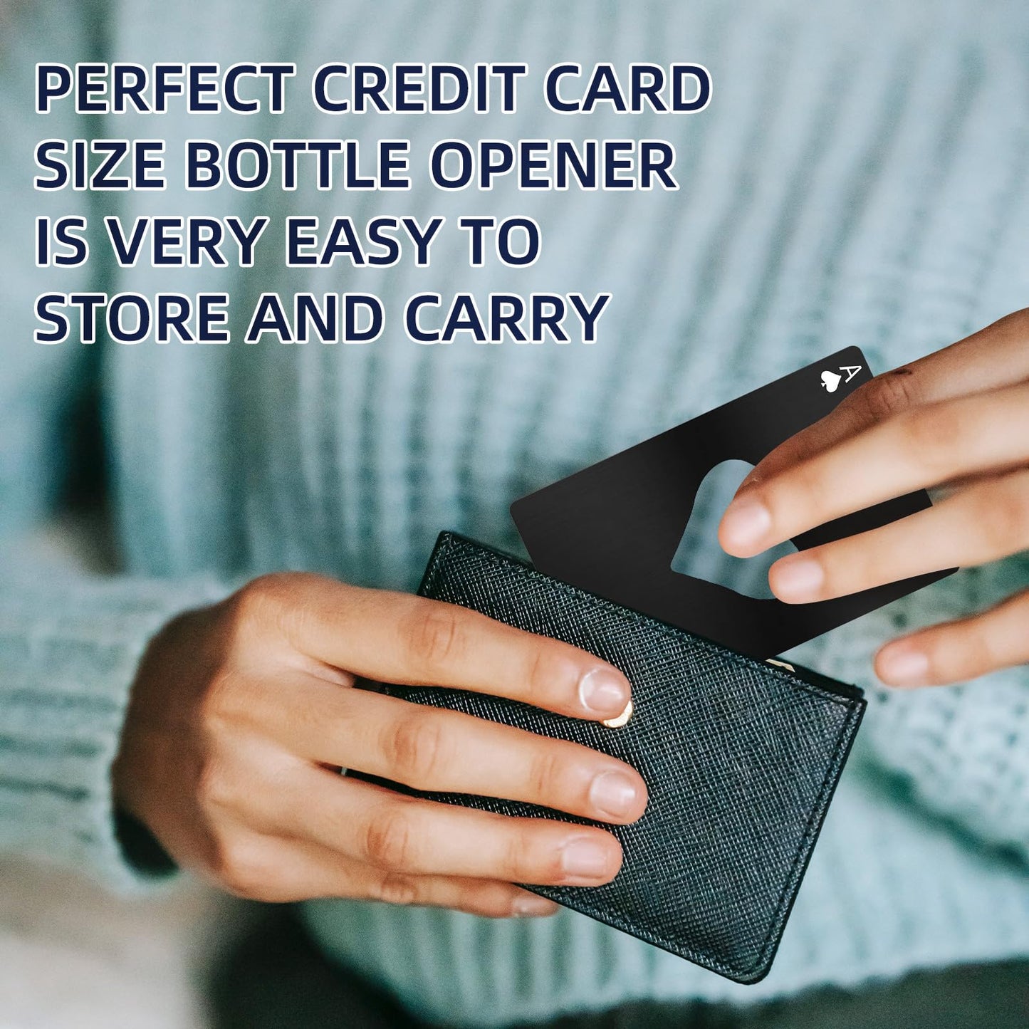 100 Pack Ace of Spades Bottle Openers Bulk Metal Credit Card Beer Bottle Openers Poker Card Bottle Openers Wallet Bottle Opener for Party Favor Wedding Favor Groomsmen Bridesmaid Gift (Black&Silver)