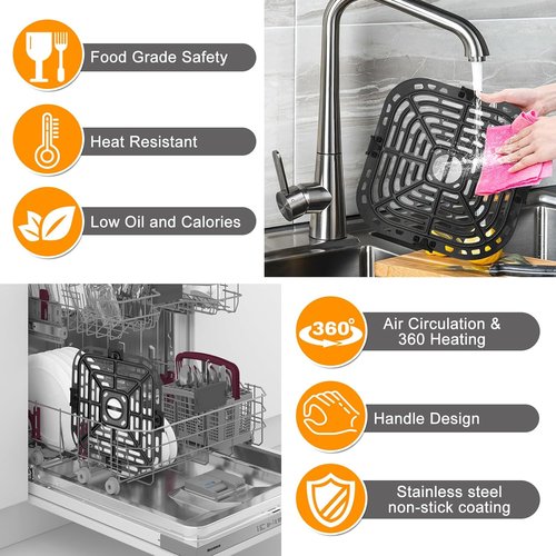 GWY Air Fryer Replacement Parts - 7.5'' Square Food Grade Crisper Plate for Instant Pot Vortex Plus 6-in-1