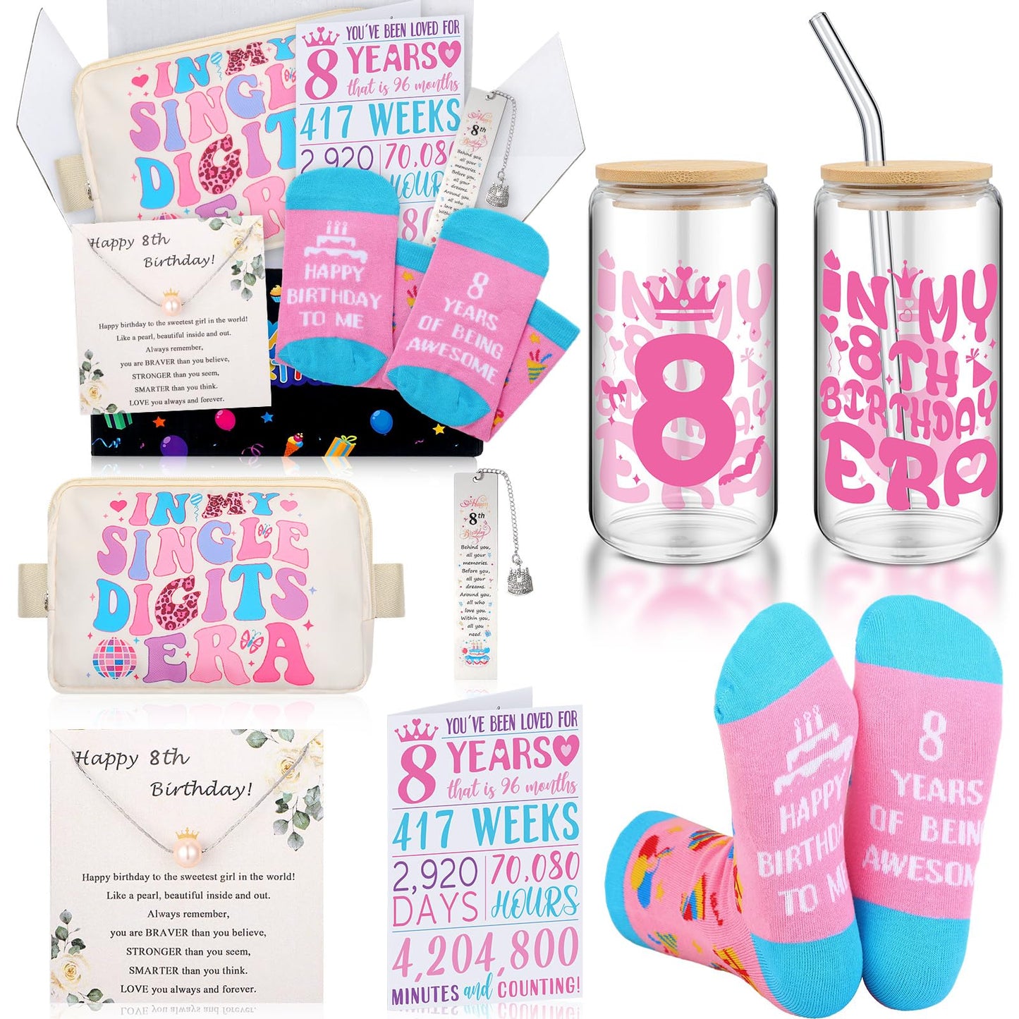 Skylety 8 Year Old Girl Gifts Ideas Gifts for 8 Year Old Beautiful Teen Girls 8 Birthday Decorations Set of Popular Present Basket Box for Her