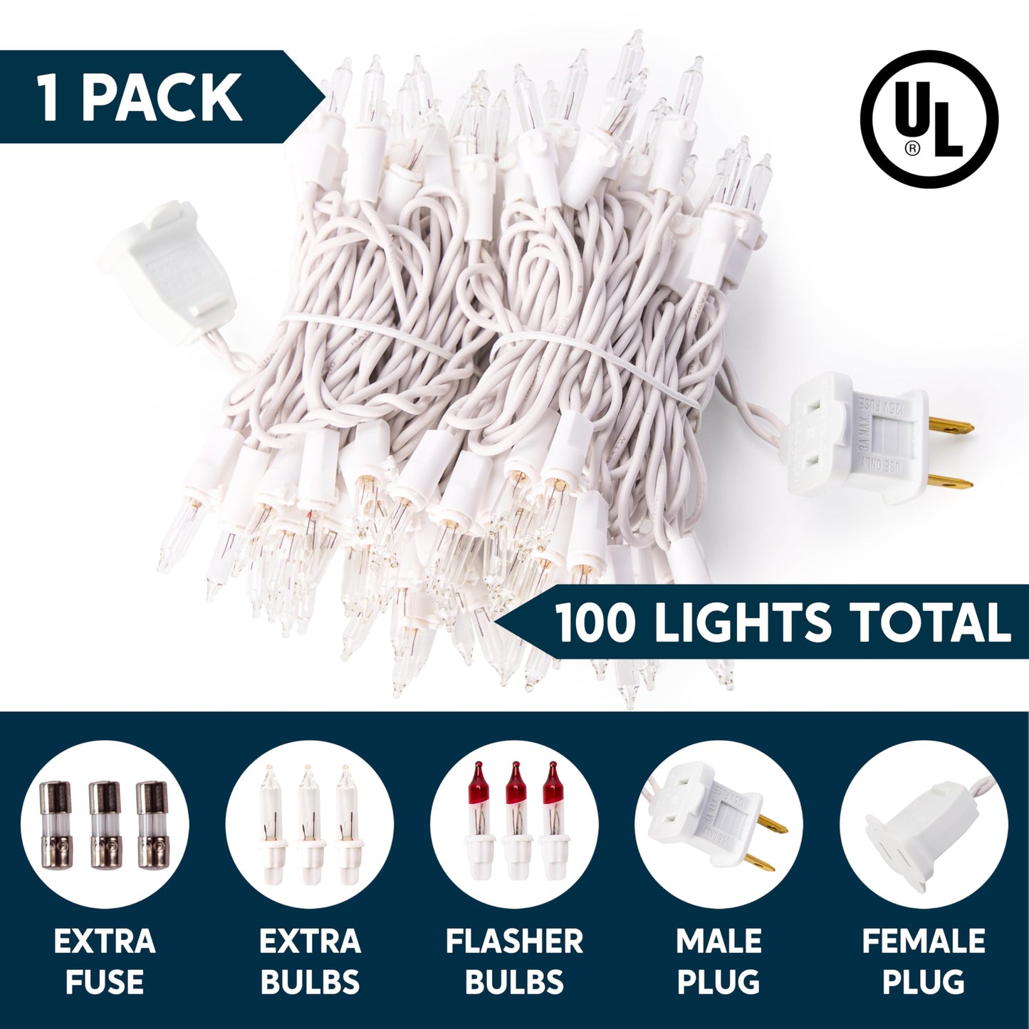Joiedomi Christmas String Lights Indoor,100 Count Mini Warm Fairy Light Outdoor,21.4 FT Decor for Patio Dorm Classroom Bedroom Holiday Wedding Party Garland Birthday Valentines Day,White Wire