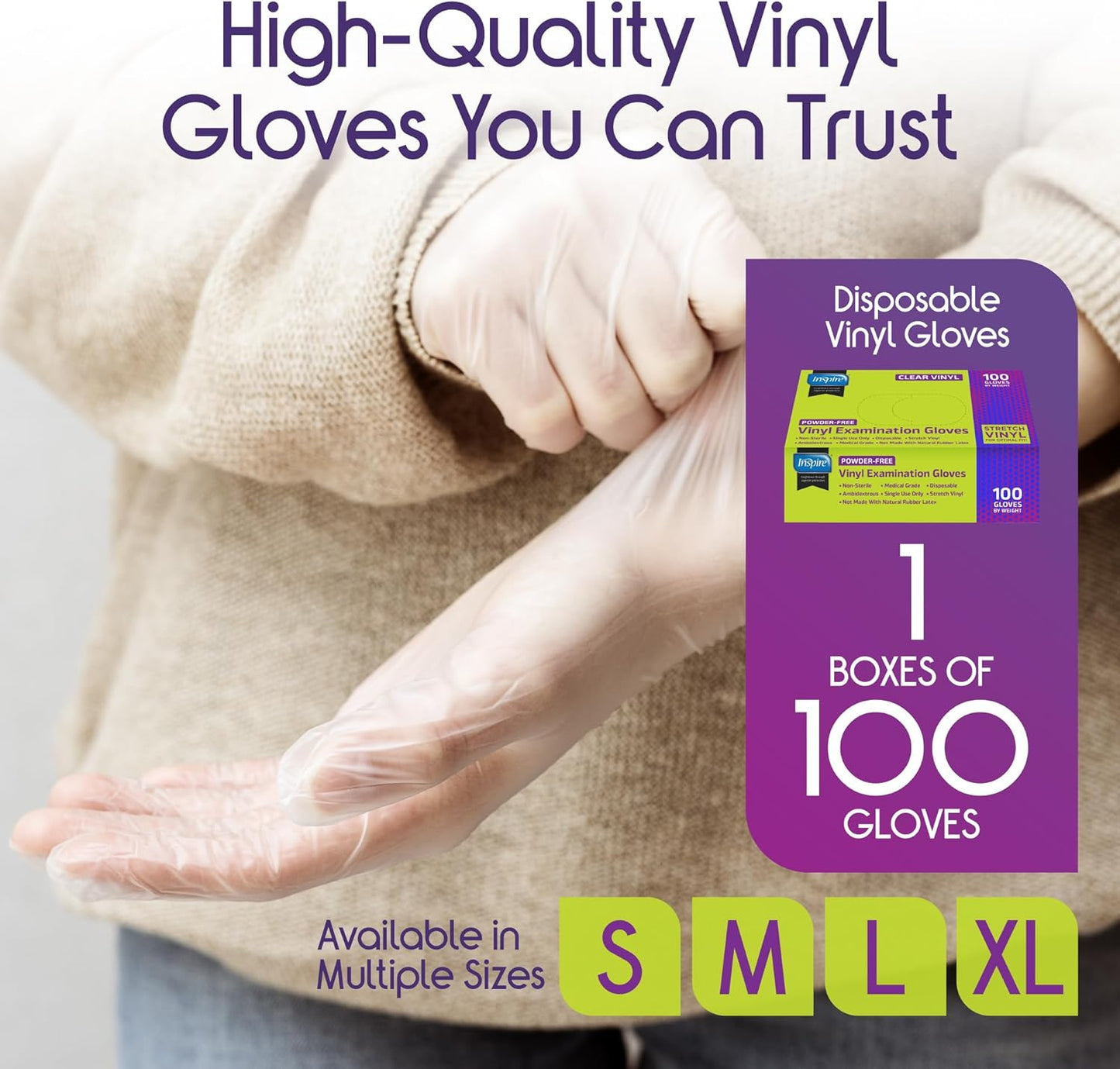 Regine Switzerland Medical Clear Vinyl Disposable Gloves - Latex-Free for Cleaning & Food Prep | 100 Count, Large