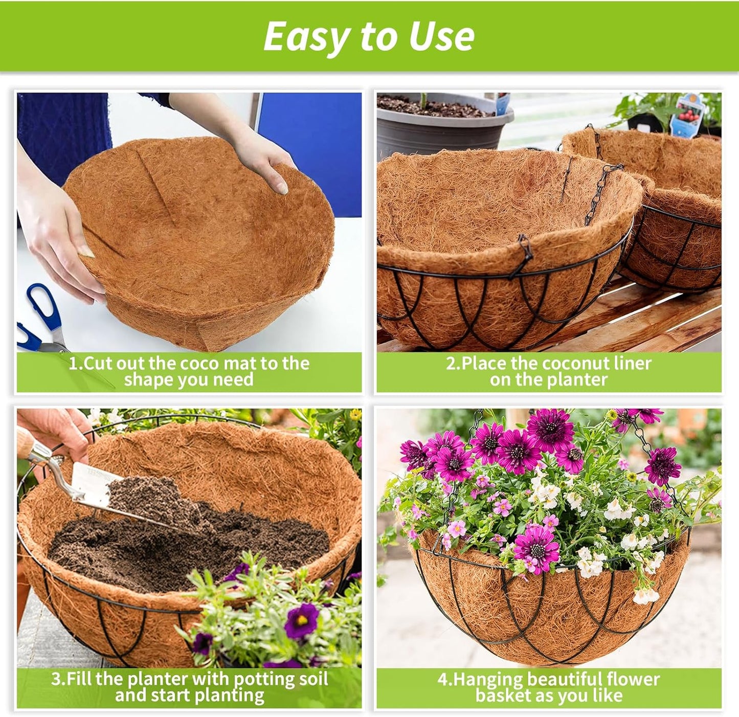 Legigo Natural Coco Liner Roll - 12X40 Inch Coconut Coir Mat for Planters & Garden Decor