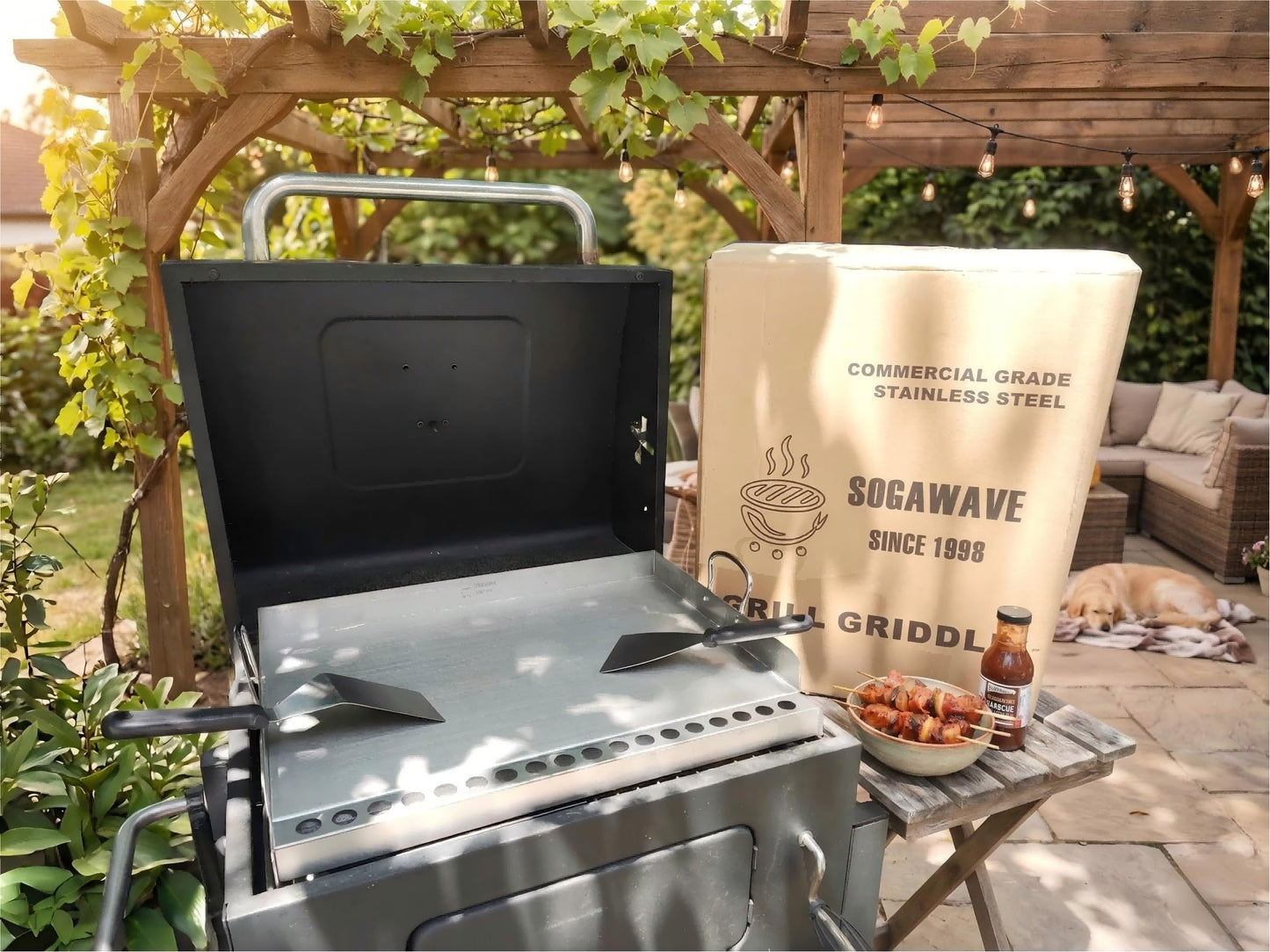 Universal Stainless Steel Flat Top Griddle Insert for Gas & Charcoal Grills – Nonstick, Even Heating & Easy Clean, Includes Turner & Scraper, Ideal for Outdoor BBQ, Tailgating & Camping, 23" x 16"