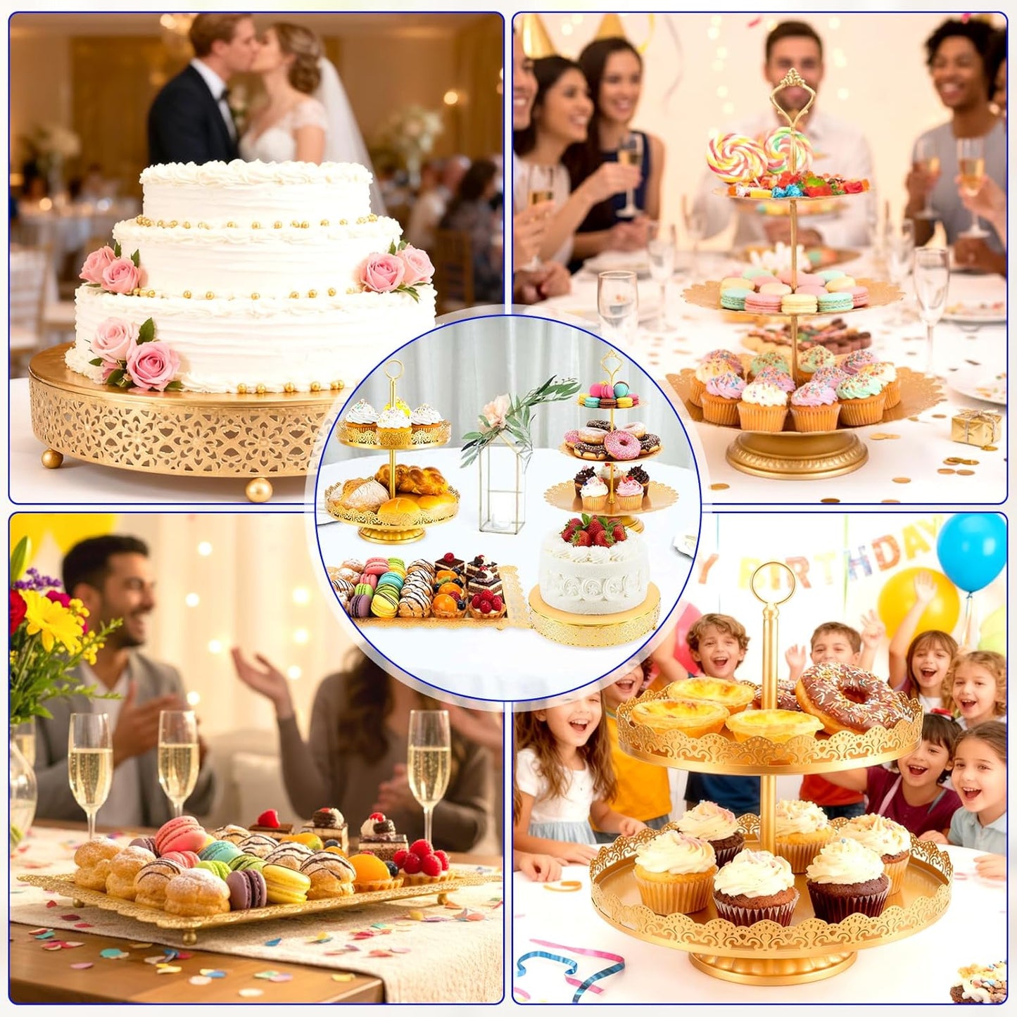 Skiennix 13 PCS Metal Cake Stand Set - Elegant Dessert Display for Weddings & Parties | Easy Assembly