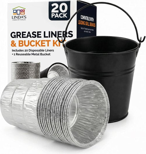 Grease Bucket for Traeger Pellet Grill - Includes 20 Grease Bucket Liners | Replacement Drip Bucket for Pro Series 575/780