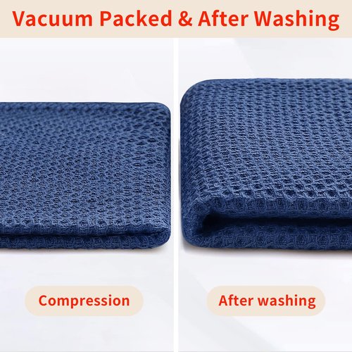 Homaxy 100% Cotton Waffle Weave Kitchen Dish Towels, Ultra Soft Absorbent Quick Drying Cleaning Towel, 13 x 28 Inches, 8-Pack, Navy Blue