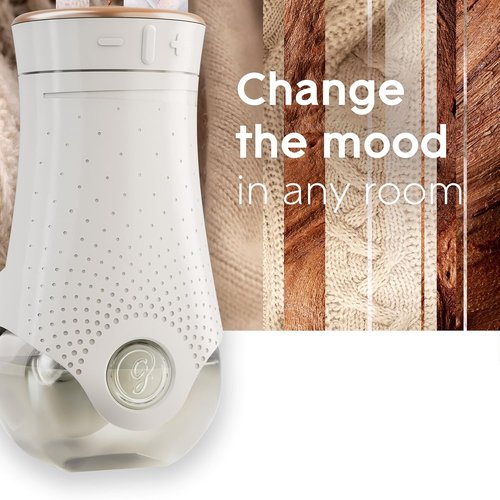 Glade PlugIns Air Freshener Starter Kit - Cashmere Woods Scent with Essential Oils | 0.67 Fl Oz, 1 Warmer + 1 Refill