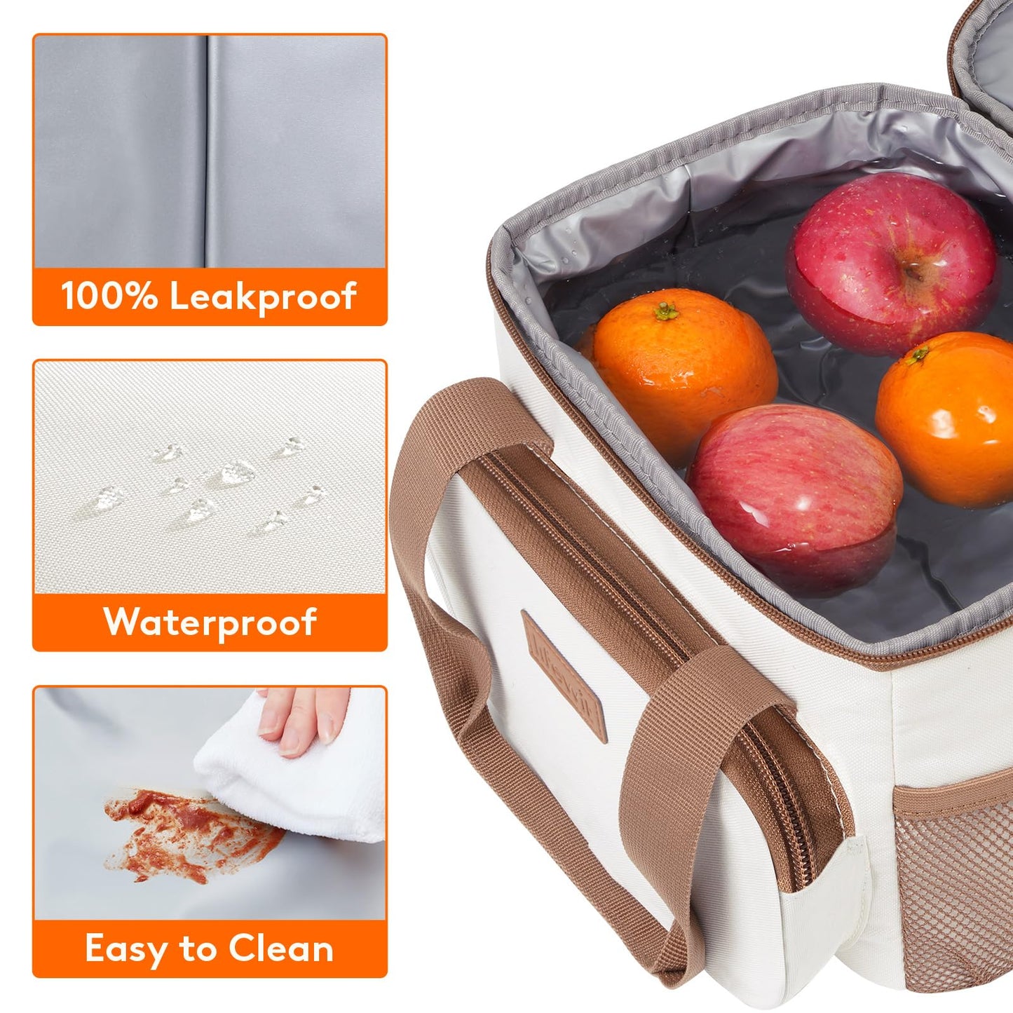 Lifewit Medium Lunch Bag, Insulated Lunch Box, Soft Cooler Cooling Tote for Adult Men Women, Beige 12-Can (9L)