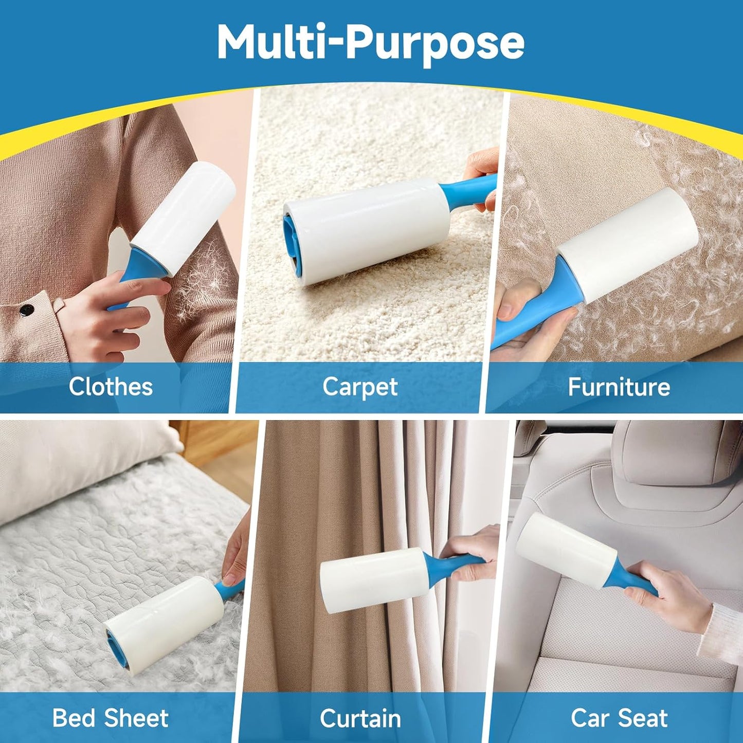 Swihauk Lint Rollers - 600 Sheets Extra Sticky Pet Hair Remover with Ergonomic Handle | Ideal for Clothes & Furniture