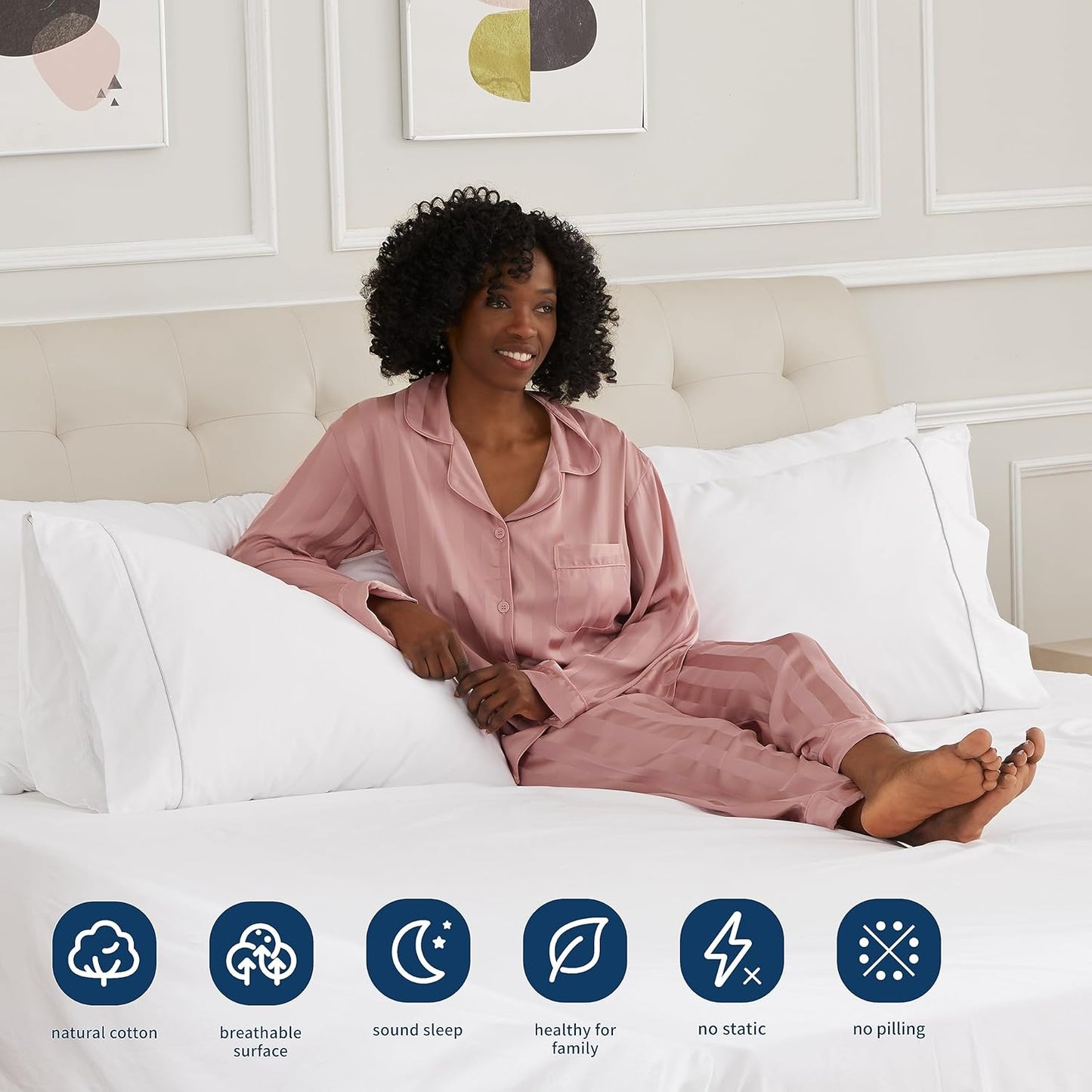 Sunflower Extra Deep Pocket Twin Sheet Set - 100% Cotton, Soft & Breathable, Fits 18"-24" Mattresses, White
