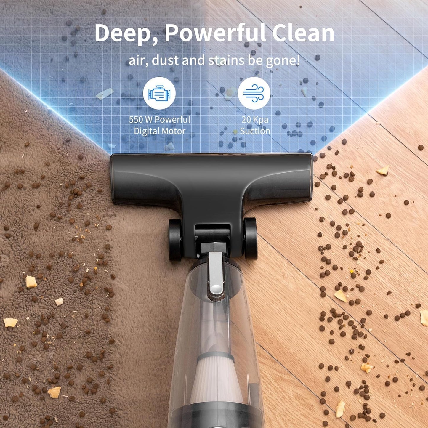 Skiennix Corded Stick Vacuum - 20Kpa Powerful Suction, 16Ft Cord, 2-in-1 Lightweight Handheld for Pet Hair & Hardwood Floors