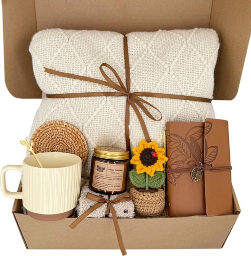 Get Well Gift for Women,Sending Sunshine Self Care Package Thinking of You Unique Birthday Gift Baskets for Women Best Friend Sister Mom Teen Girls Wife Girlfriend