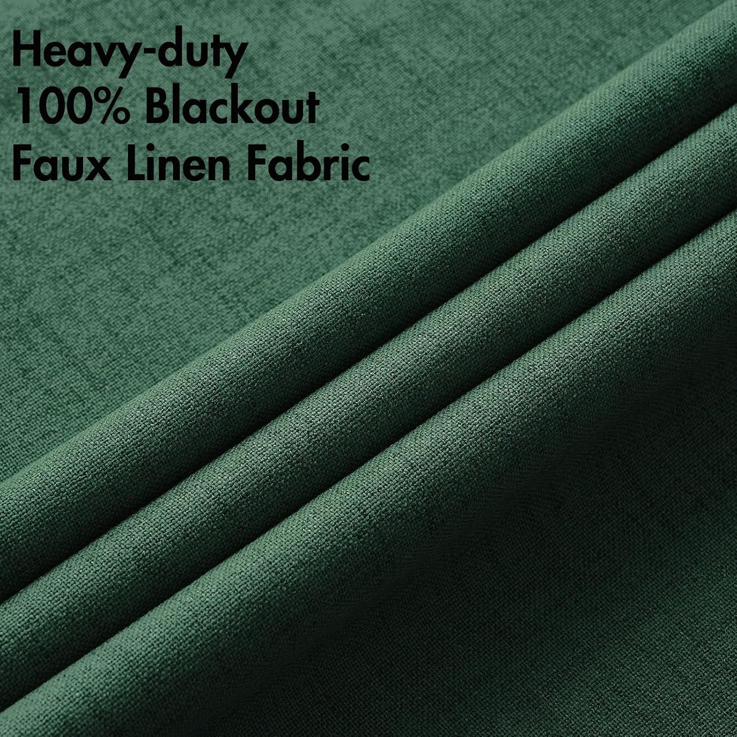 MIULEE 100% Blackout Linen Curtains - Thermal Insulated Emerald Green Drapes | 52 x 84 Inch (2 Panels)