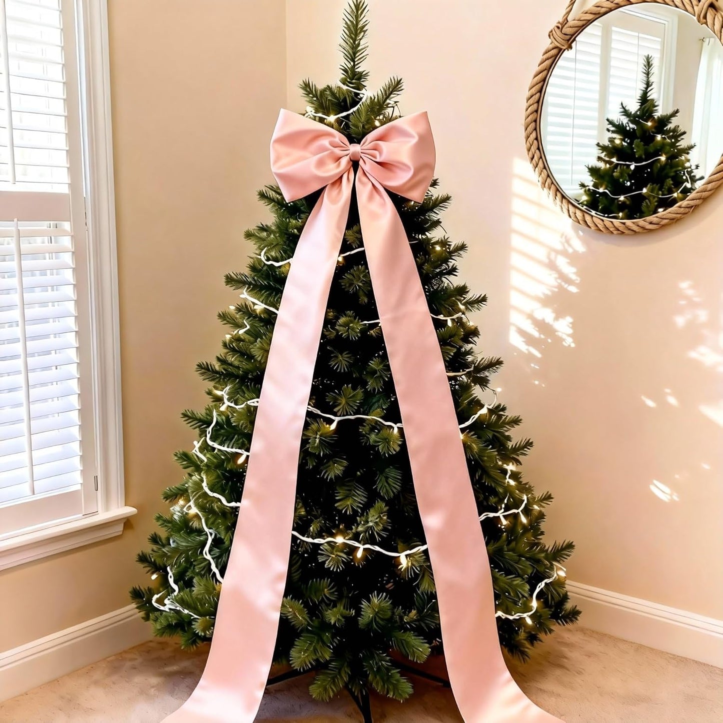 Skiennix Extra Long Satin Pink Bow - Elegant Wall Decor for Coquette Rooms | 70x20 Inch for Events & Celebrations