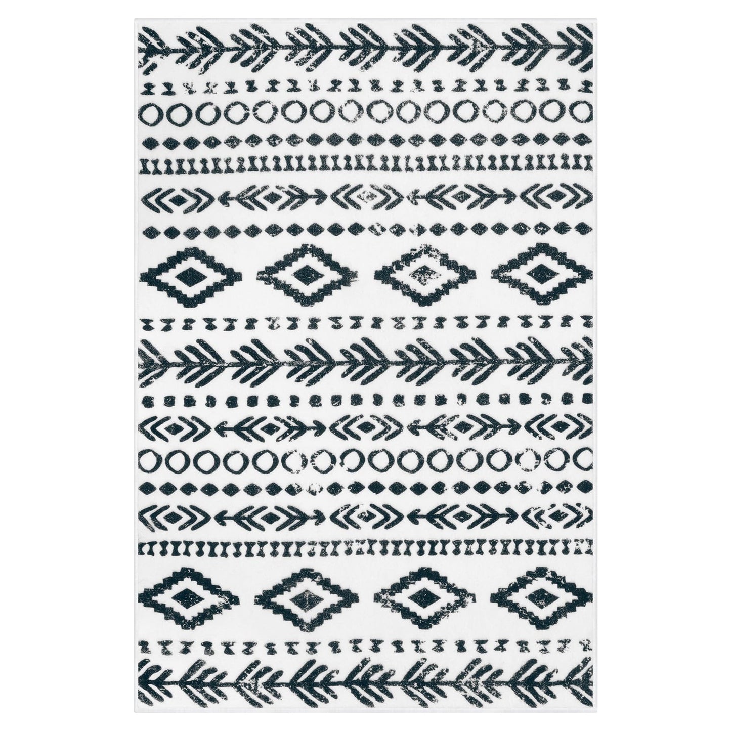 Lahome Boho Moroccan Living Room Rug 4x6, Ultra-Thin Soft Washable Rugs for Bedroom Non-Slip, Farmhouse Tribal Print Pattern Area Rugs Indoor Large Throw Rug for Entryway Office Kitchen
