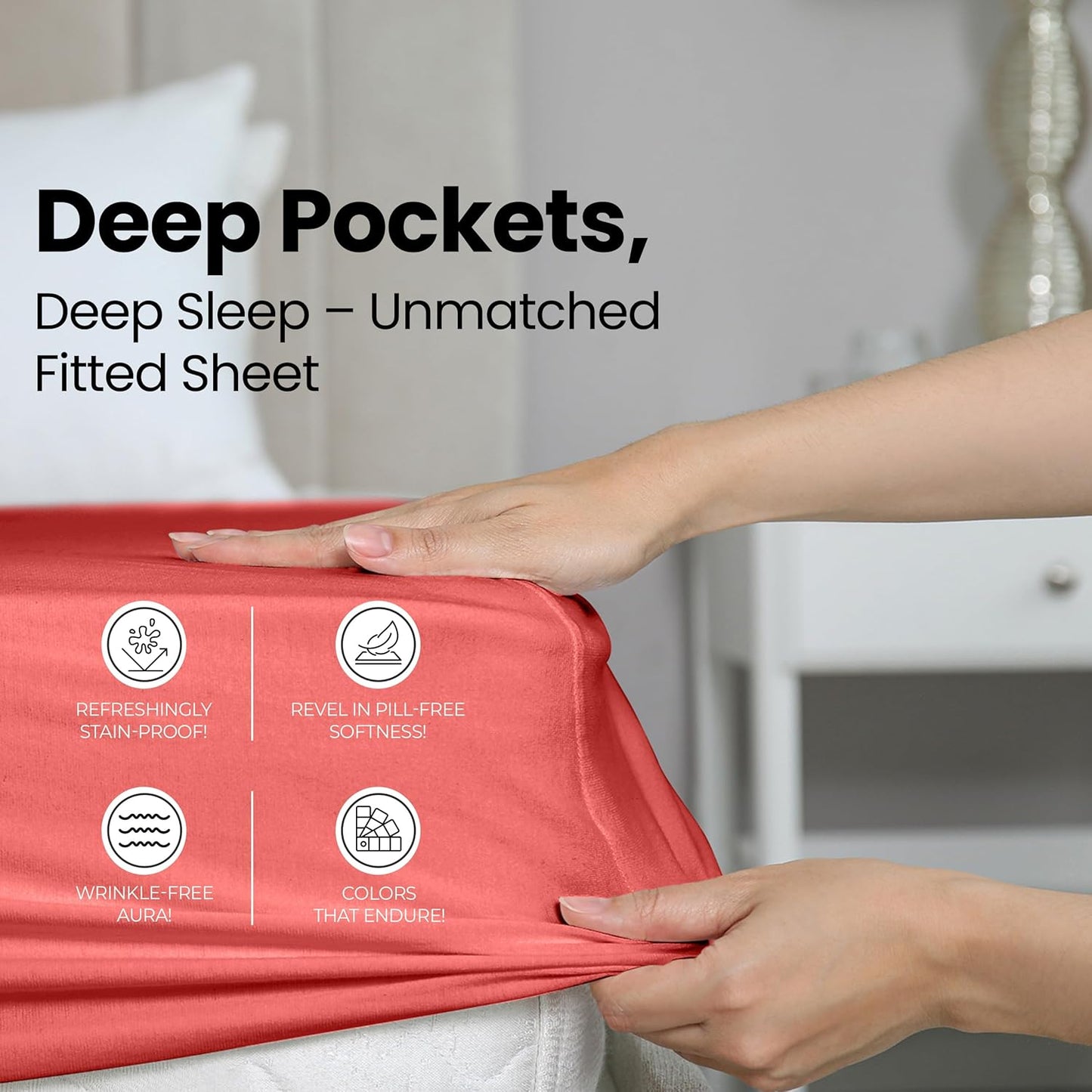 Utopia Bedding Full Fitted Sheet - Soft Microfiber - Deep Pocket - Coral Color - Easy Care & Fade Resistant