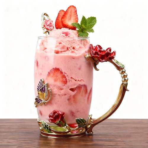 Guon-Wuvl Handicraft Crystal Glass 3D Flower Cups Tea Mug With Tea Spoon Women Coffee, Tea, Juice, Beer, Milk Hot And Cold Drinks Use Gift Package. (Red Rose-Tal)