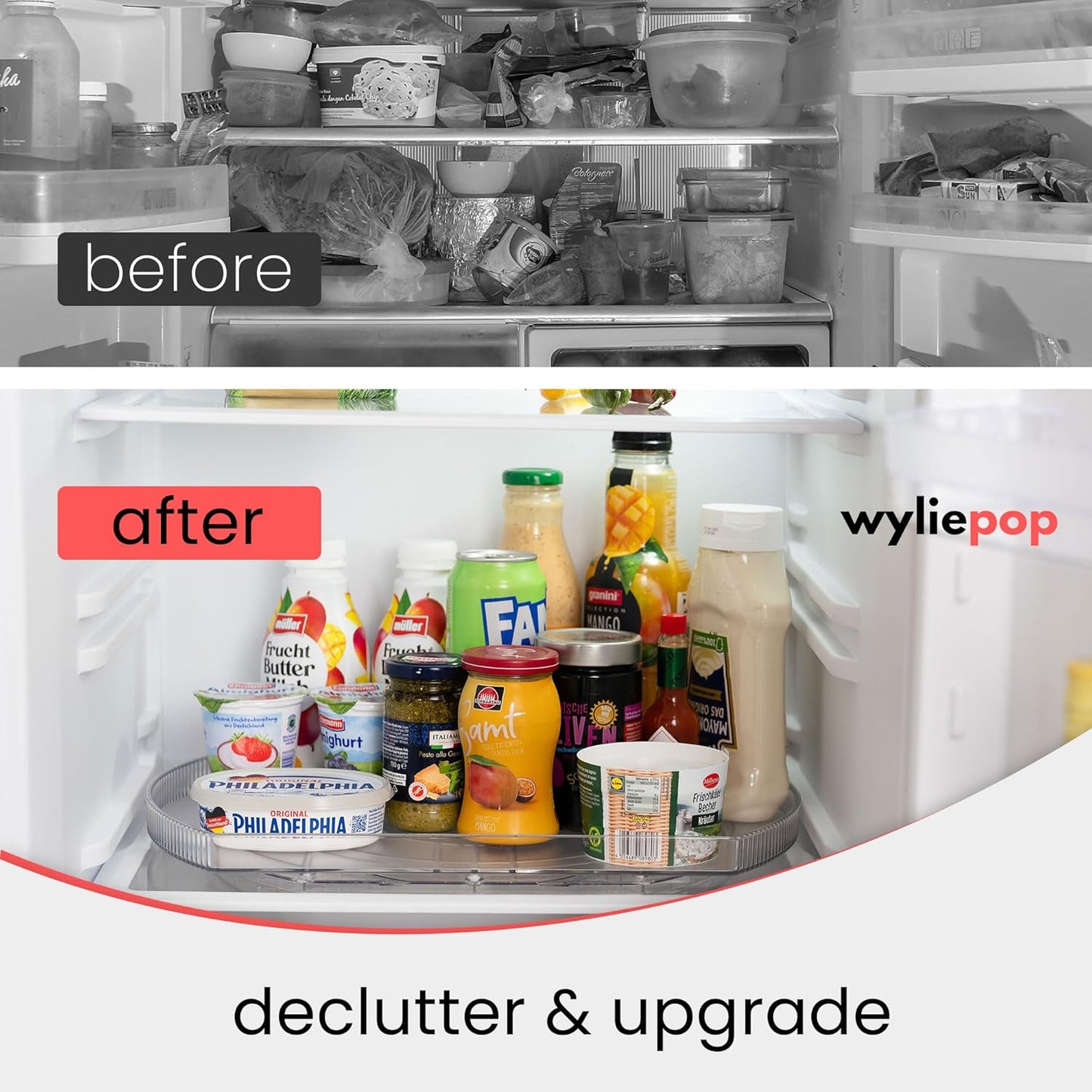Lazy Susan | 360° Turntable Refrigerator Organizer - Rectangle Storage Tray for Fridge & Pantry (16.5"x11.5"x1.5")