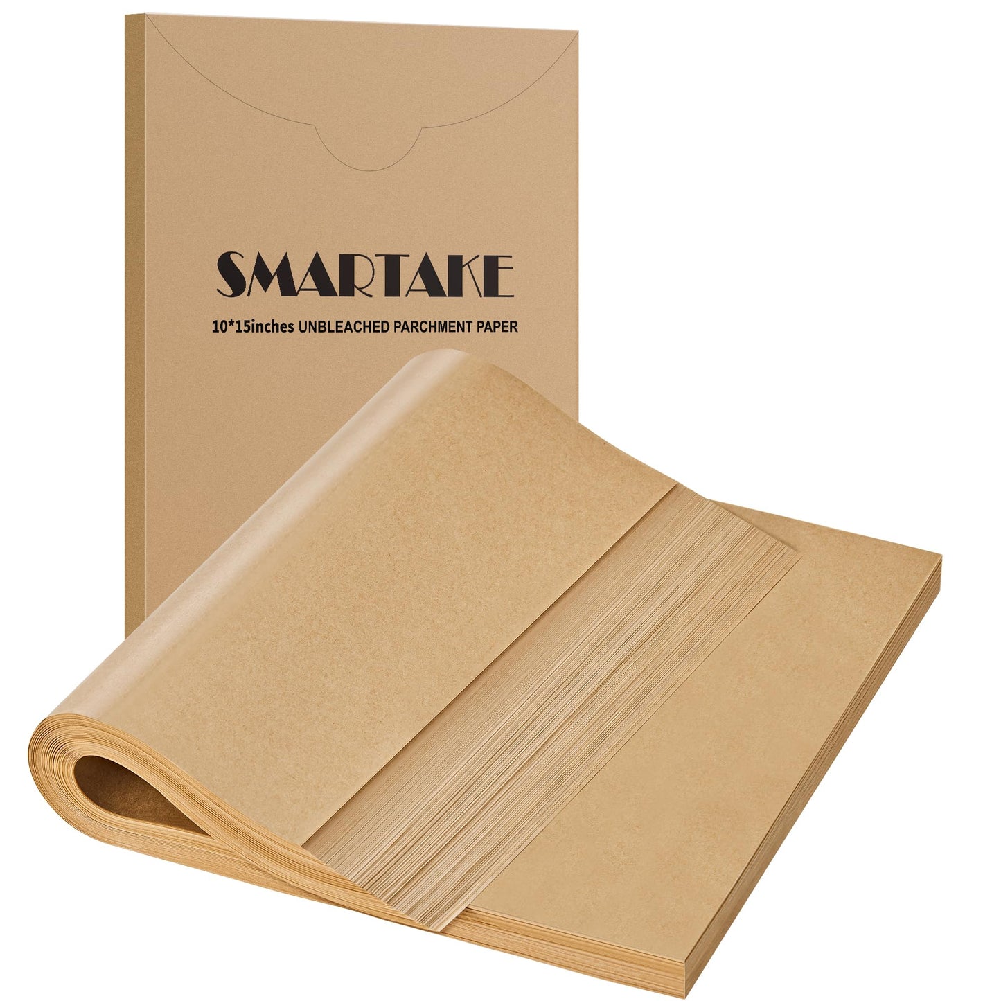 SMARTAKE 200 Pcs Parchment Paper Baking Sheets, 10x15 Inches Non-Stick Precut Baking Parchment, for Baking Grilling Steaming Bread Cup Cake Cookie and More (Unbleached)