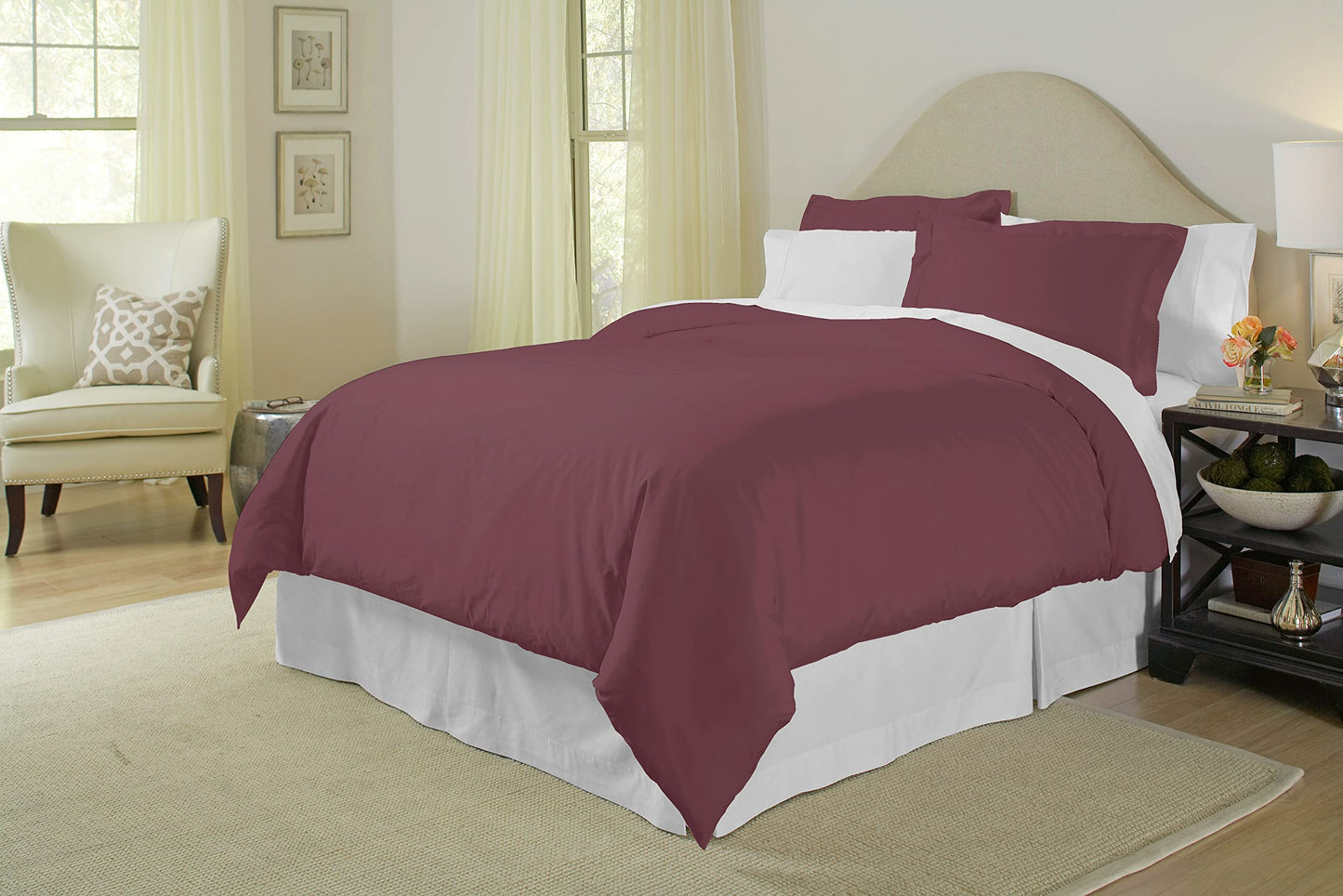 Pointehaven 400 Thread Count Deep Pocket 100% Pima Cotton Sheet Set, Plum, Queen