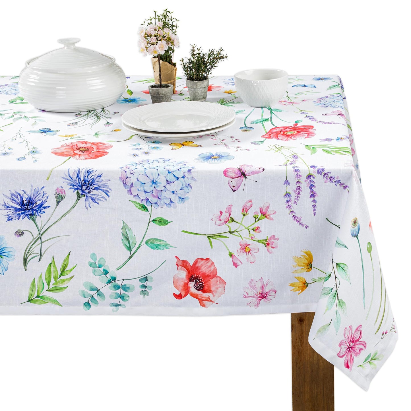 Maison d' Hermine Table Cloth Rectangle Table 100% Cotton 70 x 120 Inches Tablecloth Reusable Decorative for Dining Kitchen Room Farmhouse Home Gifts for Mothers Day Spring Summer - Just Floral