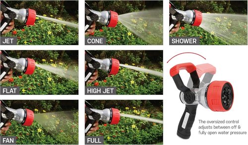 Eden 96806 Heavy-Duty Metal Fireman Hose Nozzle - 7 Spray Patterns & Quick Connect Set